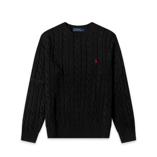 Ralph Lauren Cable Knit Sweater - Black Mens